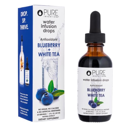 Image of Pure Inventions - Blueberry & White Tea Water Infusion Drops - Antioxidants & Electrolytes - Health & Wellness Drink - Immunity Support -Sugar Free, Zero Calorie, No Artificial Sweeteners -60 Servings