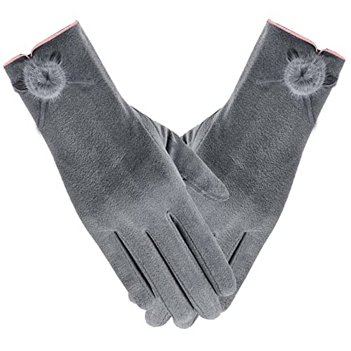 ZYFC Guantes Térmicos Invierno Prueba de Viento Guantes de Esquí para Mujeres Guantes de Dedo Cuero Impermeable Pantalla Táctil Adecuado para Deportes al Aire Libre, Ciclismo, Conducción (Gris) Cover