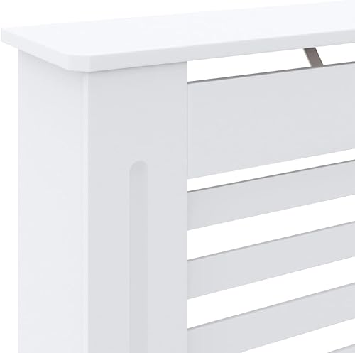 Vista 96 de Estante rectangular moderno blanco del gabinete de la cubierta del radiador, 44.1"x7.5"x32.1", sala de estar, independiente