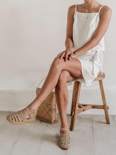 Image of SHIBEVER Wedge Sandals for Women Comfortable Closed Toe Dressy Summer Shoes | Comforta for 40% Enhanced Arch Support Fisherman - No Ankle Rubs for All-day Commutes Lightweight Casual Outdoor Shoes