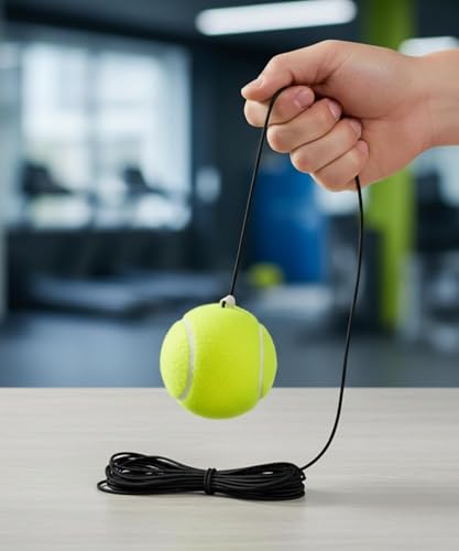 Image of Tennis Trainer Rebound Ball with Elastic Rope for Solo Practice - Self Training Tennis Ball with String for Beginners, Kids & Adults | Indoor Outdoor Tennis Practice Equipment (Pack of 1)