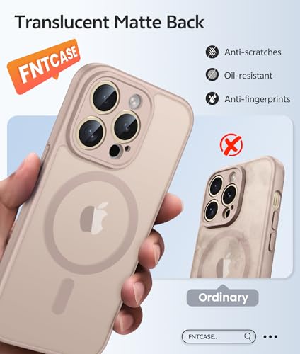 Image of FNTCASE for iPhone 14 Pro Max Case: [Compatible with Magsafe] Translucent Matte Cases with [Full Camera Protection] [Screen Protector] Military Grade Shockproof Protective Phone Cover - Desert Gold