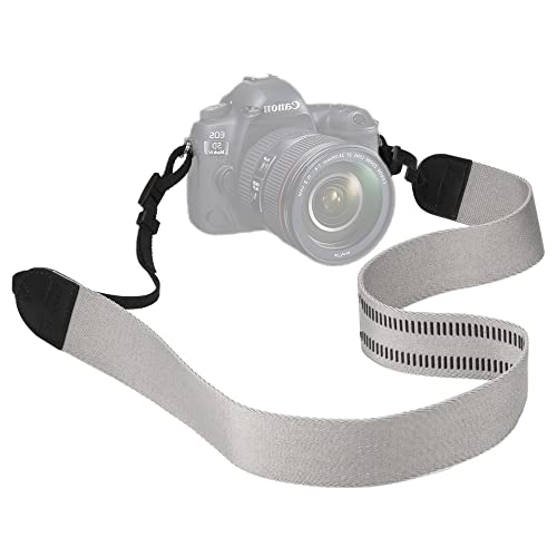 Waka 1.5" Wide Grey Woven Universal Camera Neck Strap With Quick Release Buckles - Sling Shoulder Strap for Nikon, Canon, Sony DSLR and All Cameras