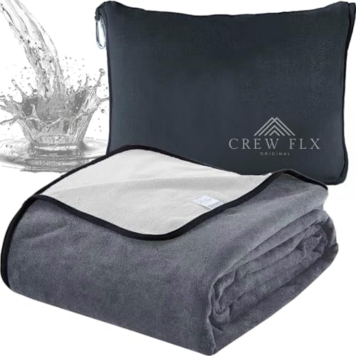 CREW FLX Waterproof Blanket for Bed – Reversible Plush Throw with Leakproof TPU Layer – Stain-Resistant, Washable Bed Protector with Soft Fleece Travel Bag (80