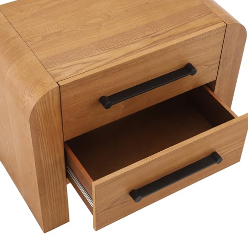 Christopher Knight Home Rulor Modern Nightstand with Drawers, Bedroom Wood Nightstand with Metal Handles, Modern Bedside Table with Drawers, Wooden End Table with Storage, Natural - Image 7