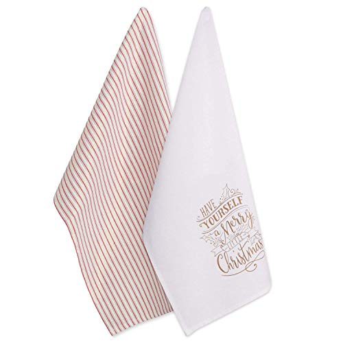 Image of DII Christmas Tea Towels Decorative Kitchen Dish Towel Set, 18x28, Merry Wishes, 2 Piece