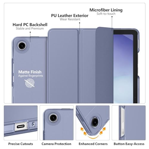 Image of MoKo for Samsung Galaxy Tab A11 Plus / A11+ Case 11 Inch 2026, Galaxy Tab A9 Plus / A9+ Case 11 Inch 2024, Slim Stand Hard PC Translucent Back Shell Smart Cover, Auto Wake /Sleep, Grey Purple