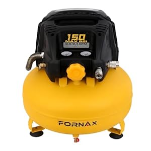 FORNAX Pancake Air Compressor with two couplers, 6 Gallon Portable Electric air compressor, 150 PSI, Oil -Free Air Compressor