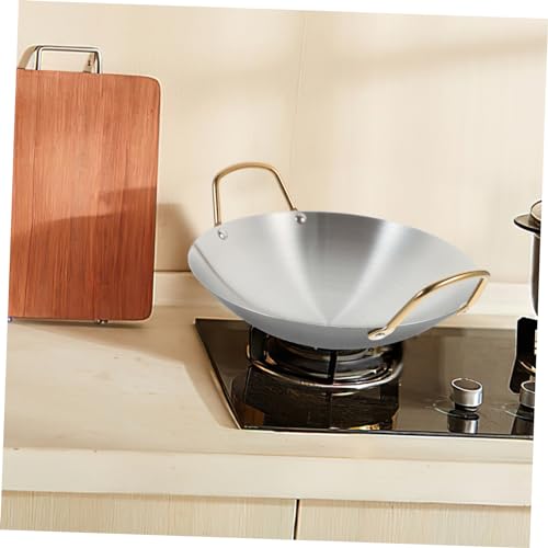 Wok pequeño de acero inoxidable con doble asa miniatura 3