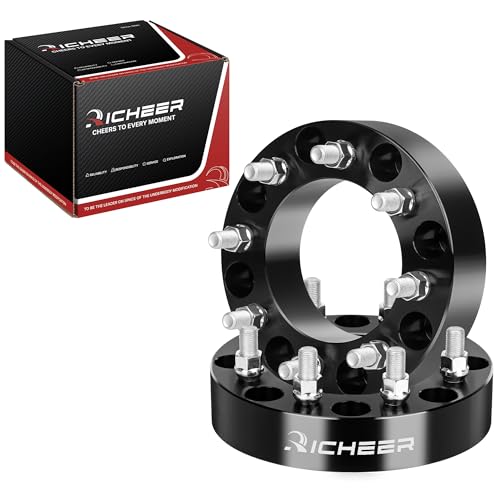 Richeer 8x180 to 8x6.5 Wheel Adapters for 2011-2025 Silverado Sierra 2500 3500 HD 2PCS 1.5 inch 8x180mm to 8x165.1mm Wheel Adapter with M14x1.5 Studs & 125.6mm Center Bore