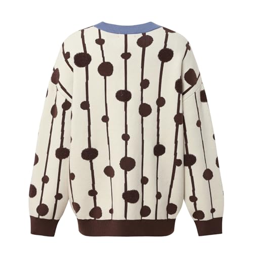 Womens Round Neck Pullover Sweaters Color Blocking Fall Casual Long Sleeve Knit Sweater Jumper Tops2