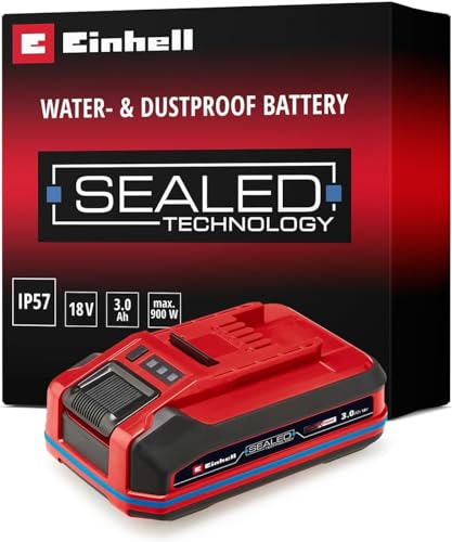 Original Einhell 18 V 3,0 Ah SEALED Power X-Change PLUS (batería de 18 V, estanca al agua y polvo, clase de protección IP57, de uso universal para todos los aparatos Power X-Change, sin cargador)