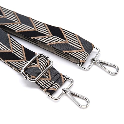 Image of S&loyoe Silver bucklePurse Straps Replacement Crossbody Bag Strap Adjustable Wide Guitar Straps for Handbags 1.5inch (Arrow Dark Gray Silver)