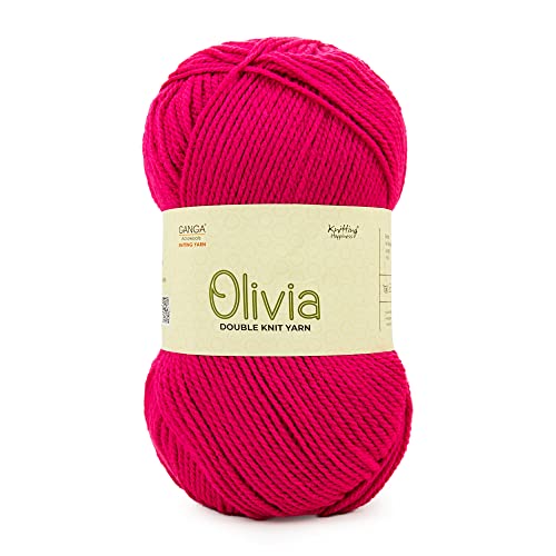 Image of Ganga Acrowools Olivia, Double Knit Yarn. Hand Knitting and Crochet Yarn. Oekotex Class 1 Certified. Pack of 2 Balls - 100 Gm Each, Pink. Shade No - Olv026, Wool
