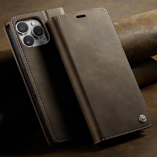 Étui pour iPhone 17 marron café en cuir à rabat parfait pour le quotidien