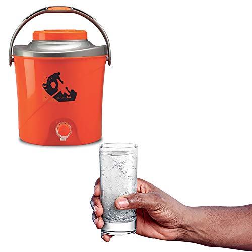 Image of Milton Kool Stallion 10 Insulated Plastic Water Jug, 1 Piece, 9.7 litres, Orange | Food Grade | Easy to Carry | BPA Free | Ideal for Travel | Picnic | Homes | Office | Shops | Clinics