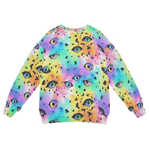 JUNZAN Halloween Scary Eyes Rainbows Leopard Printed Kids Boys Pullover Hoodie Crewneck Hoodies for Girls Athletic 4T2