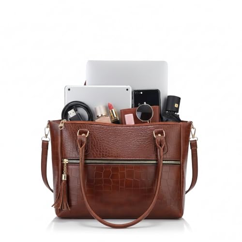 Image of AVERAA Women Handbag Combo Set (Medium + Mini) Croco Texture Faux Leather