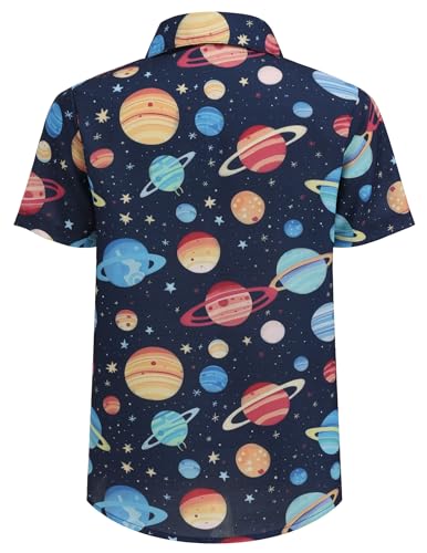 Arshiner Boy's Hawaiian Shirt Summer Tropical Button Down Shirt Short Sleeve Beach Shirt for Kids 100% Cotton Size 4-14 Years3