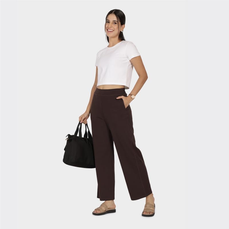 Image of BlissClub Women AM PM Cotton Wide Leg Pants | Wide Waistband | High Rise | Drawstring | 2 Pockets