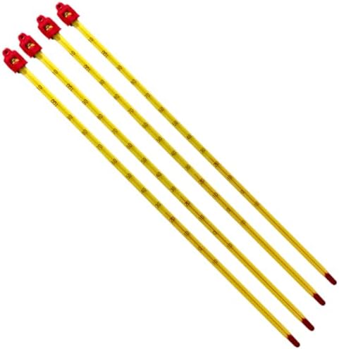 Labworld non mercury glass thermometer -10 to110 degrees celsius pack of 4 with inbuilt glass hole for hanging,300mm alcohol for laboratory industrial purpose, Yellow
