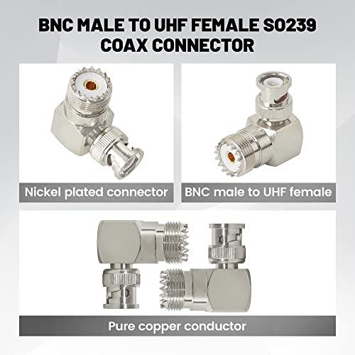 Conector coaxial Anina BNC macho a UHF hembra ángulo recto 2-Pack miniatura 3