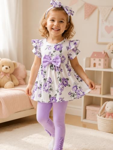 Image of Doresbebe Baby Girl Clothes Toddler Girl Outfits Infant Girl Summer Clothes for Girl Ruffle Shirt Pants+Cute Headband 3PCS