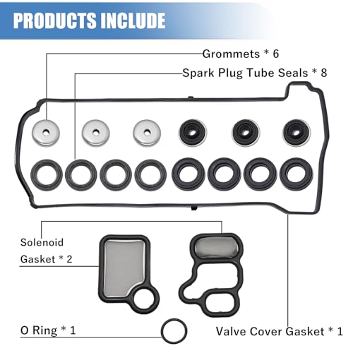 Image of Sorello Engine Cylinder Valve Cover Gasket Set Compatible with Acura CSX RDX RSX TSX for Honda Accord Civic CR-V Element - Replace VS50614R ES73071