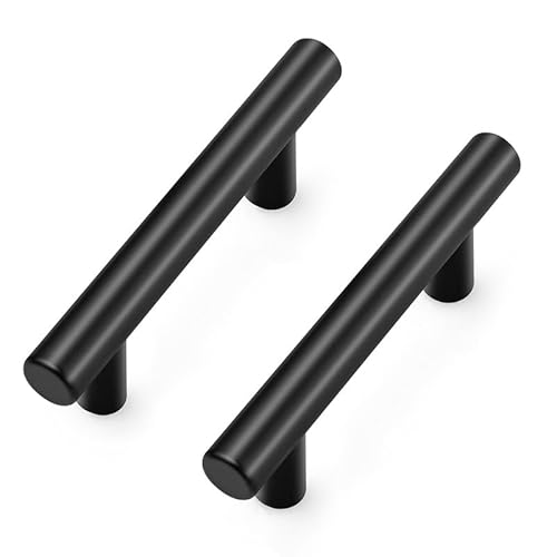 Ravinte Maniglie per mobili da cucina, 5 pezzi, colore nero, per mobili da cucina, 64 mm, con foro centrale, maniglie per armadi, in acciaio inox