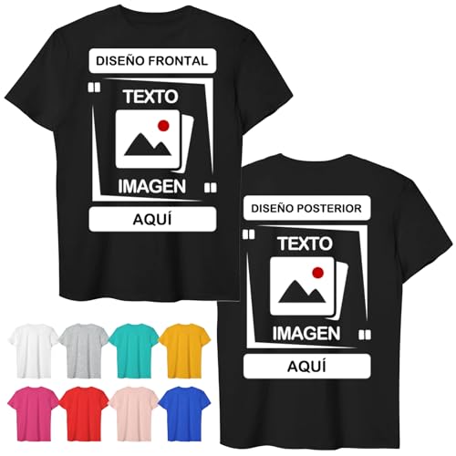 CustomSolo Camiseta Personalizada con Foto y Texto, Camisetas Personalizadas Unisex de Doble Cara para Hombre y Mujer, Regalos Personalizados, Logotipo Empresarial, Cumpleaños, Familia, 100% Algodón