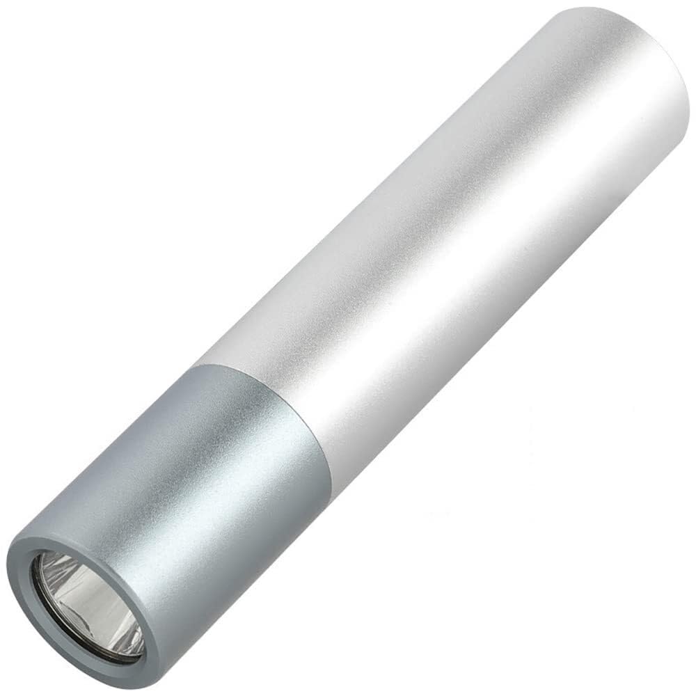 Qfgvmxbwkzh Silver Outdoor Waterproof Led Strong Light Flashlight,Mini Size,Usb Charging Tactical Flash Light,For Hiking, Camping, Emergency(Including Battery)(Silver)