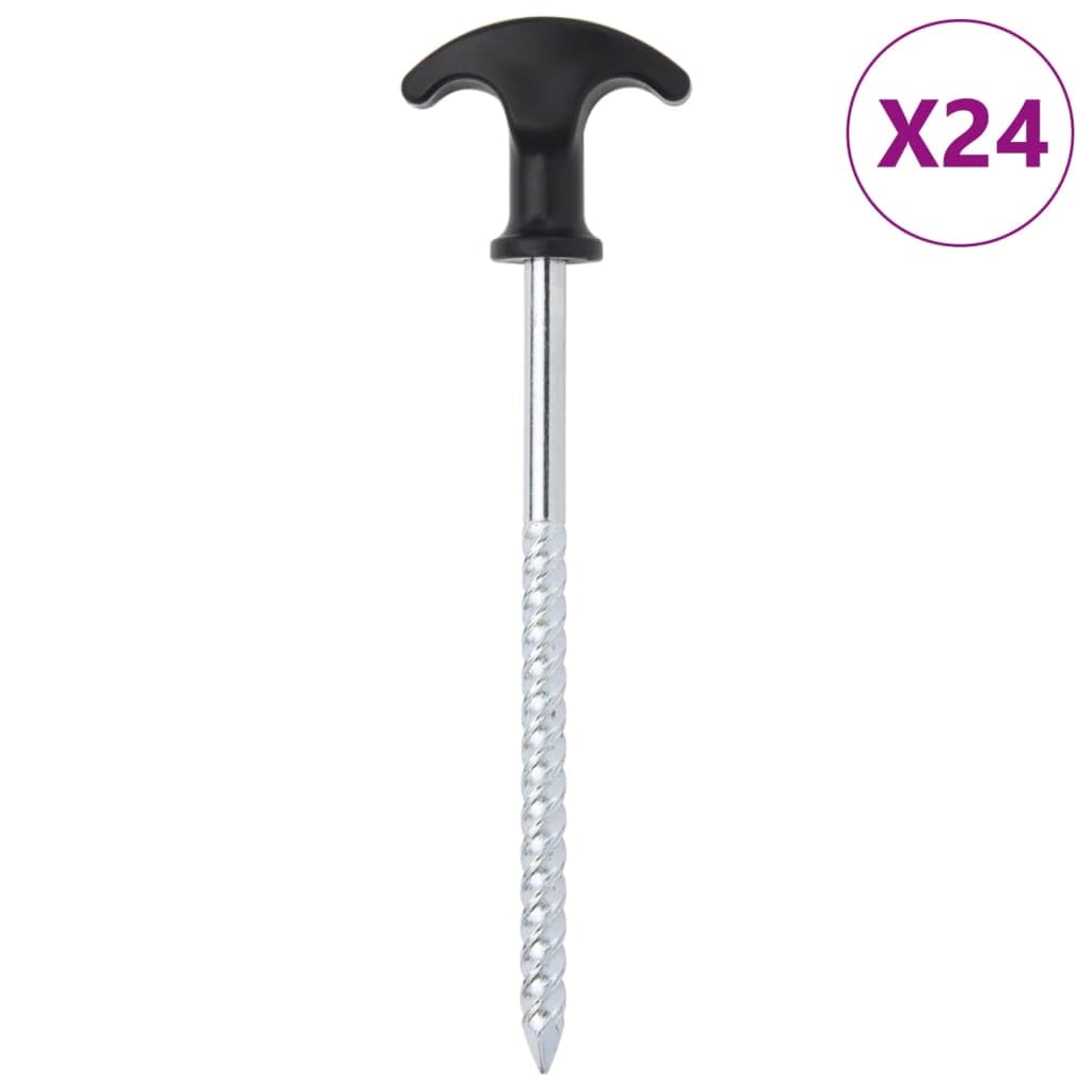Piquetas de acero galvanizado, longitud Ø con cabeza en forma de T para accesorios de tienda de campaña, cuerdas tensoras y fijación al aire libre para camping y senderismo