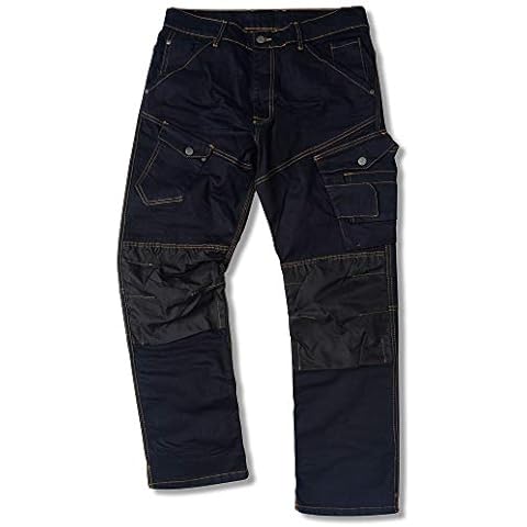 Juicy Trendz® Mens Denim Work Jeans Combat Cargo Cordura Workwear Trousers Heavy Duty Work Safety Pants Cover
