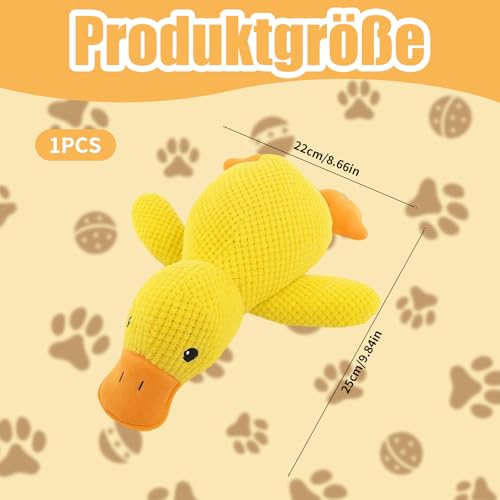 Anti Stress Ente Für Hunde, Hundespielzeug Unzerstörbar, Unzerstörbares Hundespielzeug, Kuscheltier Für Hunde, Enge Kuscheltier, 25×22 cm, Gelb