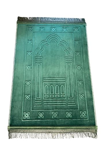 Greatfool Alfombra de oración Musulmana para oración islámica – Alfombra de oración Musulmana Gruesa y cómoda para Mujer y Hombre musulmán - Verde