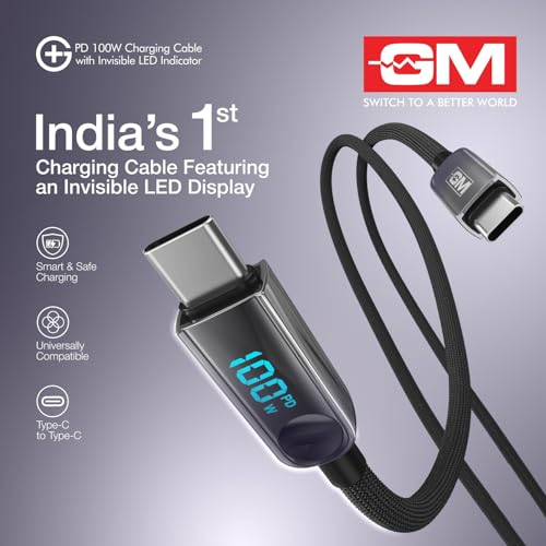 GM G+ PD 100W Invisible LED Indicator C-C Cable BLACK - Image 6