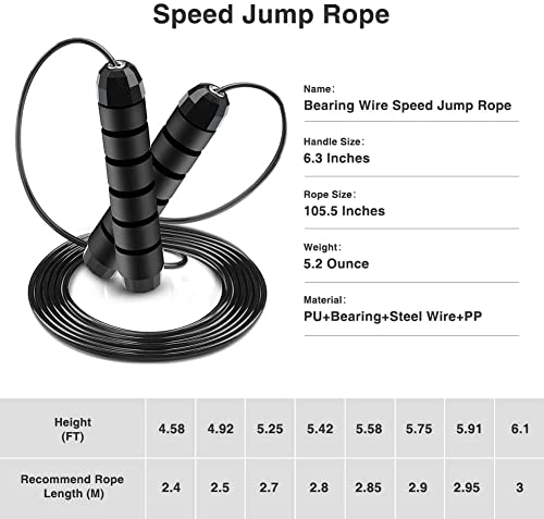 Foto von [2 Stück] Springseil,SRMAY Speed Rope Springseil Erwachsene mit Kugellagern,Fitness Seilspringen mit Anti-Rutsch Griffe für Anfänger & Fortgeschrittene, Kinder Seilspringen für Fitness&Training