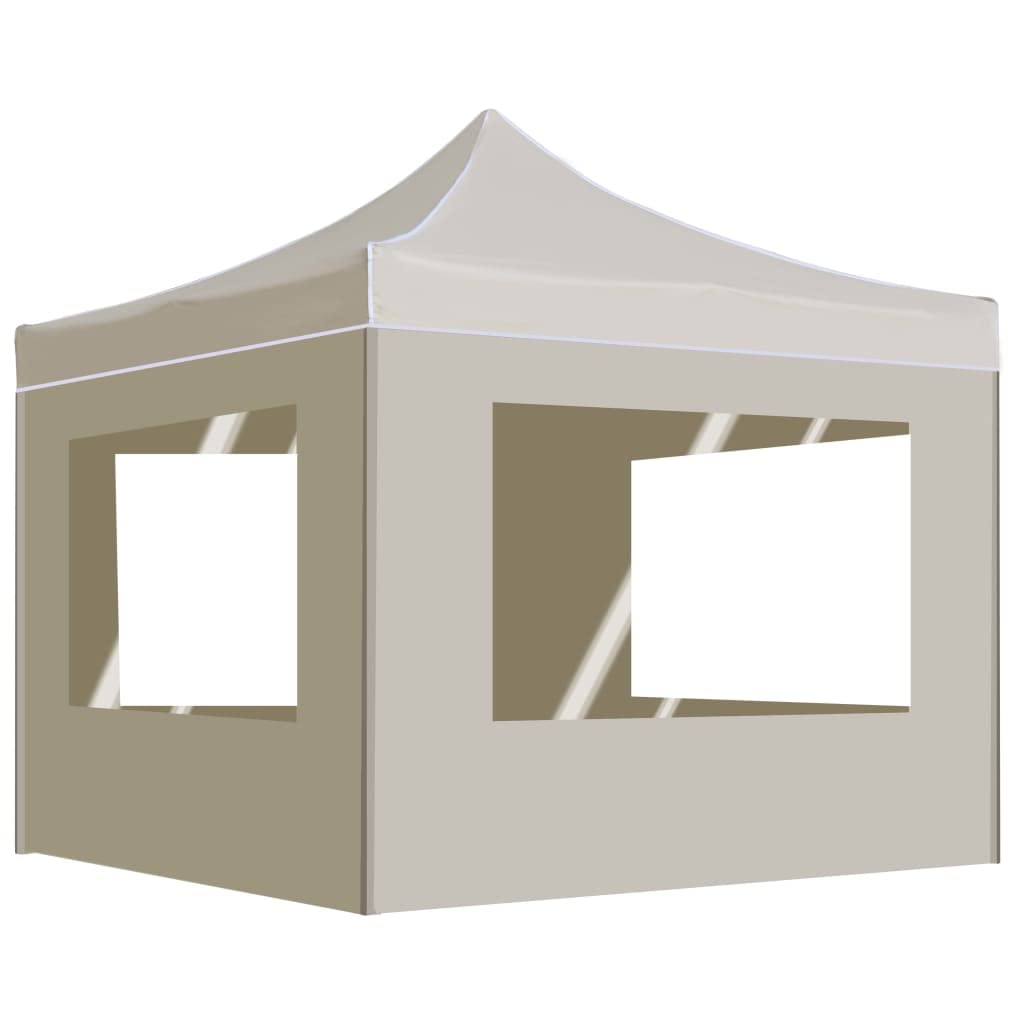 Carpa Plegable Profesional Paredes Aluminio Color Crema 2x2 m Carpa Plegable para Exterior Terraza Camping Fiestas