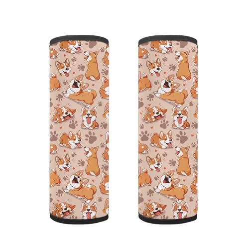 Biyejit Cute Corgi 2 Pieces Set Seat Belt Cover for Kids, Soft Anti-Skid Seat Belt Cushion for Children, Car Seat Belt Pads Cover for Girls and Boys