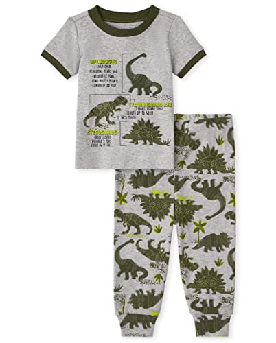 Image of The Children's Place Baby Toddler Boys Short Sleeve Top and Pants Snug Fit Cotton 2 Piece Pajama Sets