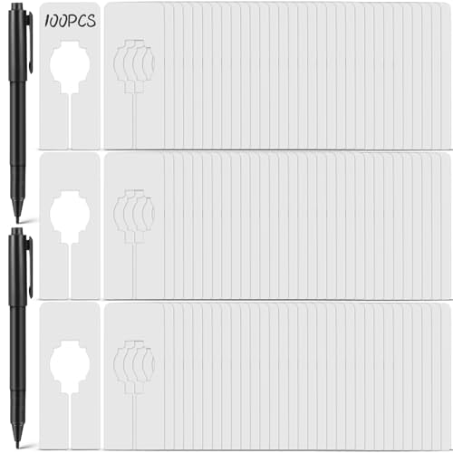 Blulu 50 Pack Closet Rack Dividers Rectangular with a Marker Pen White Clothing Hanger Dividers Writable and Reusable for Sorting Clothing Size, Color