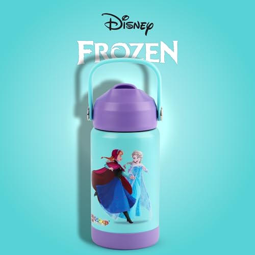 Image of CELLO Kidzbee Gen Alpha Stainless Steel Kids Flask Water Bottle 370 ml | 3D Frozen Touch & Feel Design, Leakproof Lightweight Easy to Carry Hot and Cold Kids Flask Water Bottle for School & Travel