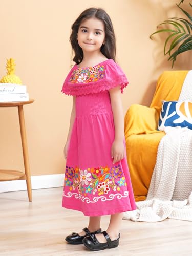 Image of Mexican Dress for Girls Traditional Vestidos Mexicanos Cinco de Mayo Embroidered Dresser Toddler Kids