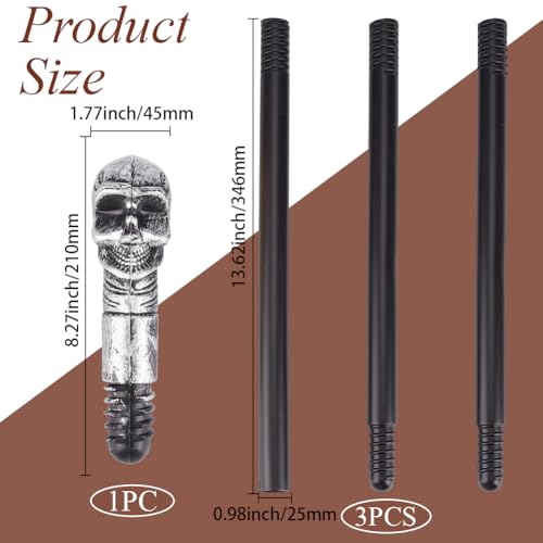 Image of GORGECRAFT Vintage Walking Stick 116cm Long Halloween Cosplay Antique Cane Costume Cane Plastic Punk Prop with Light Grey Skull Top Handle Knob Pretend Play Royalty Scepter Wand for Themed Events