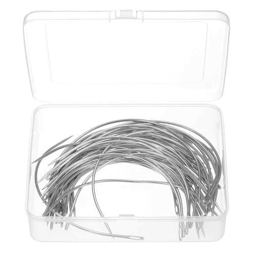 Image of HARFINGTON 50Pcs Curved Needles 6 inch C Type Weaving Sewing Needles Wig Making Upholstery Big Eye for Carpet Leather Canvas Repairing Blocking Knitting