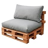 Acomoda Textil - Cojines Impermeables para Palets de Asiento y Respaldo. Conjunto de Exterior e Interior en Tela de Toldo Resistente y Relleno de Espuma Suave y Comodo NO Incluye PALETS. (Gris)
