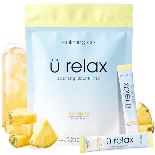 Calming Co. Relax 2.0 Powder Drink Mix Pineapple Ashwagandha & L-Theanine Adaptogens Cortisol Sleep Aid Ready-to-Mix Sugar Free Zero Calorie 20 Stick Packs