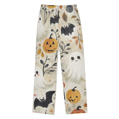 Boys' Pants Halloween Ghosts Bats Leaves Pumpkin Long Bottoms Jogger Pants Elastic Waist Trousers with Pockets S-XL