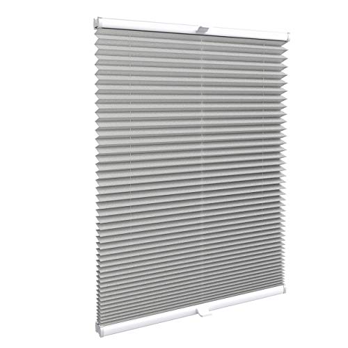 Pleated blind made to measure in the glass strip with mounting | Venetian blind in desired size | Custom-made folding blinds for doors and windows | Sun protection and privacy screen in beige/silver.
