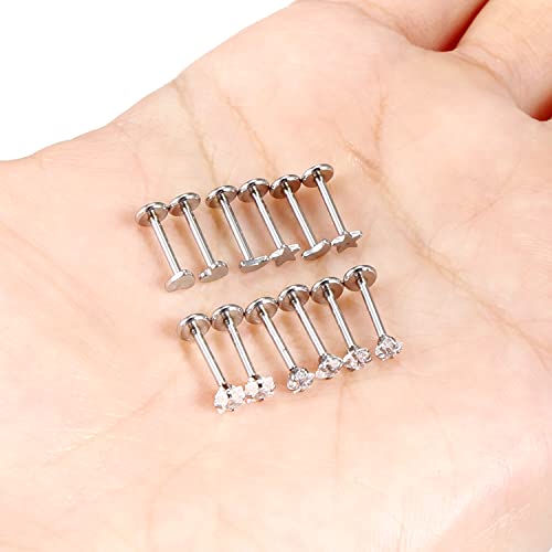 Vsnnsns 18G Threadless Push In Lip Rings Stainless Surgical Steel Labret Monroe Lip Rings Nail Cartilage Tragus Helix Earrings Studs Nose Ring Medusa Piercing Jewelry For Women Men 8Mm 18 Gauge #TOP6